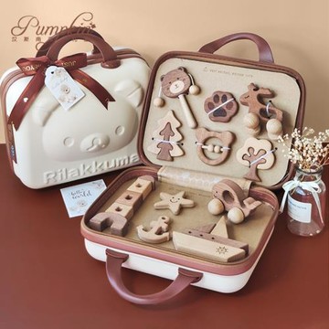 嬰兒禮盒實木玩具套裝男女寶寶滿月周歲新生幼兒小車高檔送禮物品