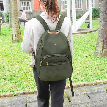 葫蘆紋側拉鍊防盜後背包23337(加大款)經典綠