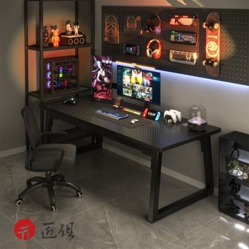 電競碳纖維紋電腦桌 梯形支撐 30mm加厚桌面 120x80x75CM 電腦桌 電競桌 辦公桌 工作臺 臺式書桌