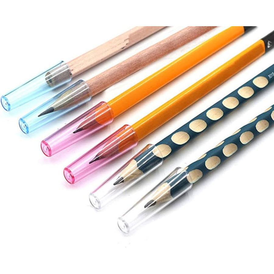 プラスチック製鉛筆キャップ 鉛筆先端プロテクターカバー 鉛筆シールド 鉛筆エクステンダーホルダー 文房具アクセサリー 学生 学校 オフィス用品 3色 15個
