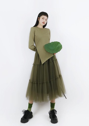 手工網紗A字裙 百摺裙 紗裙 半身裙 長裙