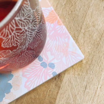 蕨色陶瓷杯墊-鐵線蕨|吸水 隔熱 送禮 情人 婚禮 家居 新春 年節