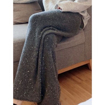 星空亮片羊絨褲子女慵懶松弛感闊腿褲秋冬軟糯羊毛針織褲糯米長褲