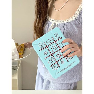 卡通方格線條小狗Y+三折適用ipad11保護套air7/6新款ipad10筆槽11寸防摔10.2/10.9蘋果平板保護套mini7女
