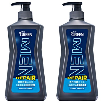 GREEN 綠的 男性抗菌沐浴乳 植萃率性麝香，複合植萃因子調理角質，冰河礦物泥修護肌膚  650ml  2瓶