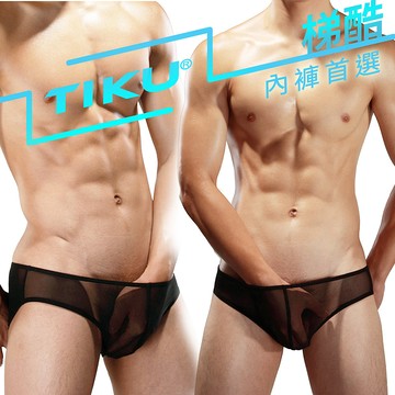 TIKU 梯酷 ~ 猛男呼吸款 全透明網料性感三角內褲-黑色(BN1766)