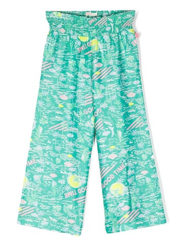 Billieblush - Good Time-print straight-leg trousers - kids - Polyester - 3 yrs - Green