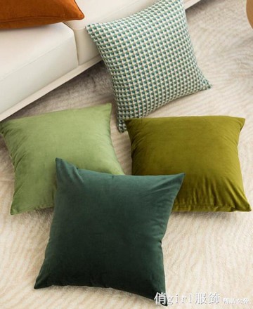 綠色系抱枕套北歐輕奢高級復古沙發客廳靠枕床頭靠背墊現代天鵝絨 雙11全館免運