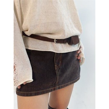 細腰帶配裙子高級感百搭美拉德復古皮帶女款配牛仔褲腰間配飾腰包