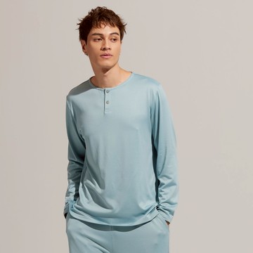 REBOOT瞬眠-親膚半襟修身上衣-(石藍/黑剛灰/亮白M-XL)