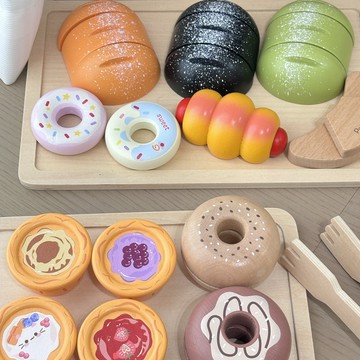 麵包貝果玩具 魔術貼木質過家家 兒童仿真廚房玩具 做飯玩具益智 甜品玩具