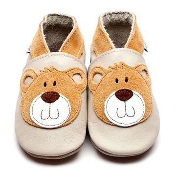 英國Inch Blue - 真皮手工寶寶鞋-泰迪小熊