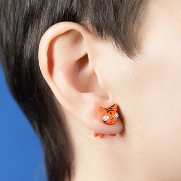 藍眼虎耳環 – 送給愛貓人士的可愛珠寶 – 手工藝術品