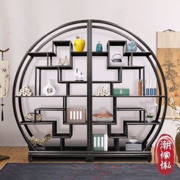 【C est Chic】鴻儒藏書榆木古董架(1對)(復古)-幅192cm