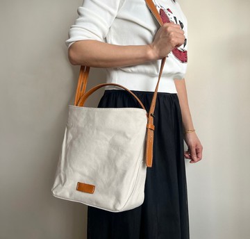 帆布包 郵差包 真皮帆布水桶包 日系帆布女包 真皮斜挎包