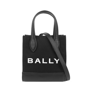 BALLY Bar XS 帆布及皮革迷你二用托特包(黑色)