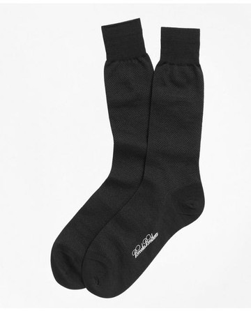 Brooks Brothers Men's Merino Wool Mini Dot Crew Socks | Black