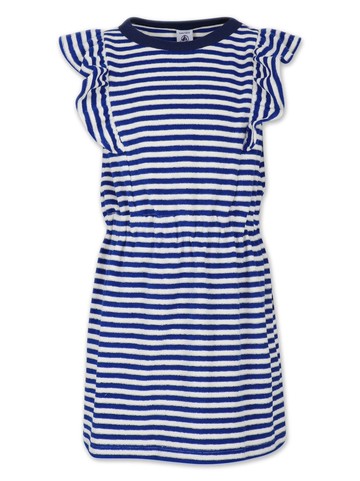 Petit Bateau - ruffled striped dress - kids - Cotton - 4 - Blue