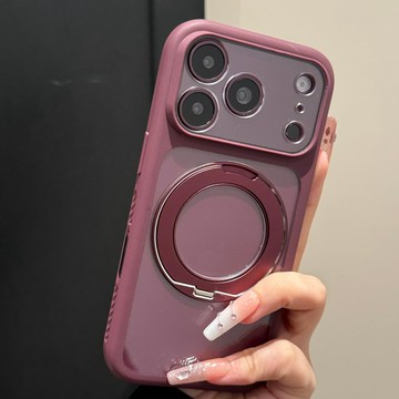 蘋果18Promax手機殼iphone17pro新款酒紅色磨砂防滑邊框360磁吸支架16精孔按鍵全包15簡約防摔保護套