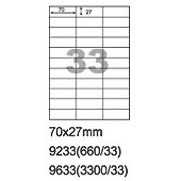 【文具通】9633影印自黏標籤貼紙33格70x27mm 100入 P1410426【APP滿額下單4%點數(單一帳號最高1000點)】7/31止