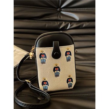 2025北包包新款時尚大氣洋氣手機包休閑卡通小熊單肩斜挎包小包包