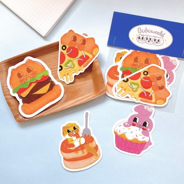 Bubuworld下午茶漢堡速食大貼紙包 防水貼紙包