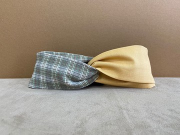 日本先染布 / 苔蘚 - 金 / 雙拼髮帶