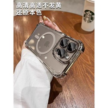 四角氣囊防摔適用蘋果15promax手機殼新款17透明iphone14pro帶鏡頭膜全包13高級硅膠12男女16plus磁吸保護套i