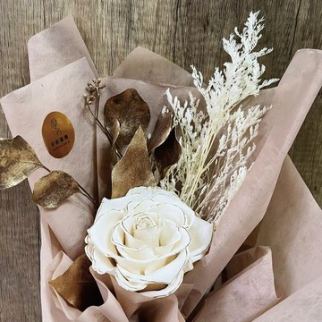 安妮薔薇 不凋花系列描金邊永生白玫瑰花束 Line禮物 Line購物