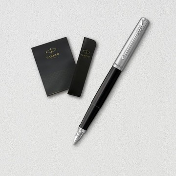 【PARKER】Jotter ABS 黑桿鋼筆 真皮筆套禮盒 客製化刻字