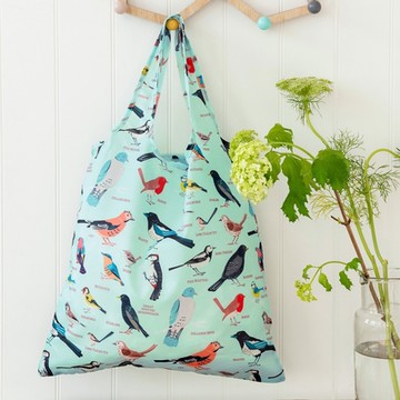 《Rex LONDON》摺疊收納購物袋-鳥兒圖鑑-- 購物袋 環保袋