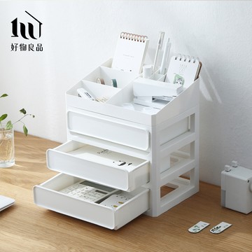 【好物良品】日本桌面抽屜式收納盒 文具收納箱 化妝品收納盒（四層：三層抽屜＋一層分類蓋）