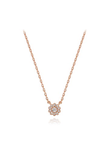 Rose Gold Floral Cubic Zirconia Necklace (ELBRNN172)