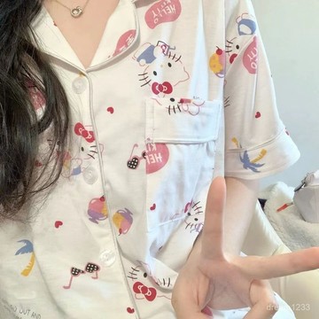 綺夢織語🌙 睡衣女夏季純棉透氣短袖薄款短褲翻領甜美家居服女士夏天全棉套裝睡衣 夏季睡衣