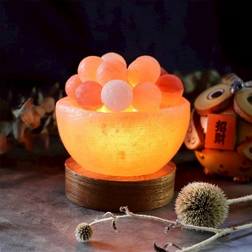 小湯圓 I 原木底座 I 淨化磁場 圓滿和諧 I 鹽燈
