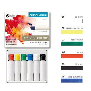 【文具通】SIMBALION 雄獅 學生用壓克力水彩 6色 U2010061