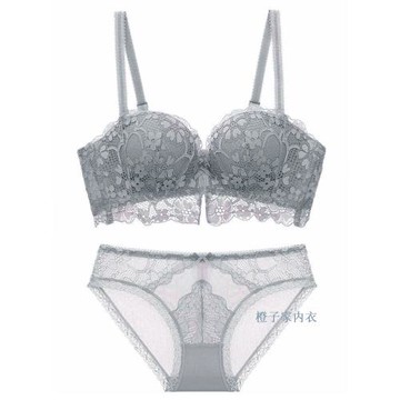 半杯蕾絲性感內衣文胸套裝女文胸聚攏無鋼圈收副乳防下垂上托胸罩