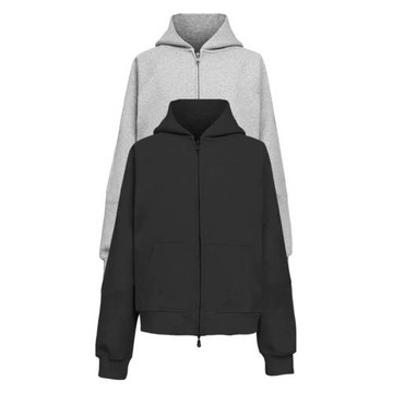 秋冬cleanfit美式重磅550G美式boxy版型寬松基礎純色拉鏈連帽衛衣