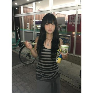 美式辣妹掛脖背心女夏季新款純棉條紋吊帶修身純欲風顯瘦無袖上衣