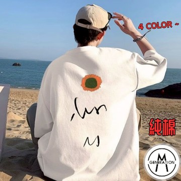 【M世代】純棉短袖 T恤 短袖上衣 重磅五分袖 港風短袖T恤 印花上衣 圓領上衣 男女情侶百搭 男裝 ATUC87