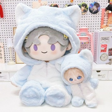 臺灣出貨 20娃衣 40cm娃衣 20cm棉花娃娃娃衣 貓耳爬服 可愛小寶便宜毛絨爬服 娃娃裝 娃衣