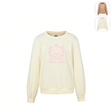【FILA】女性 長袖圓領T恤-米白 5TEY-5013-IV