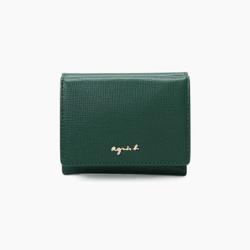 agnes b.Voyage 迷你 皮革 短夾 綠色