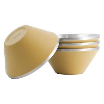 仙德曼雙層304不鏽鋼笠形碗-4入-沙色-1入