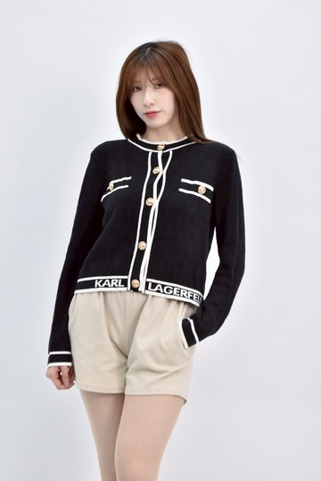 (S) karl棉質字母黑色長袖上衣
