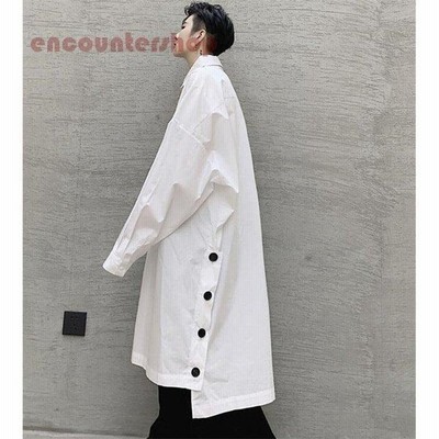 ロングシャツ メンズ シャツ ダンスウエア ロング丈 ホスト 春 夏 サマー カジュアル ミリタリー トップス きれいめ スリム 個性 通販 Lineポイント最大get Lineショッピング