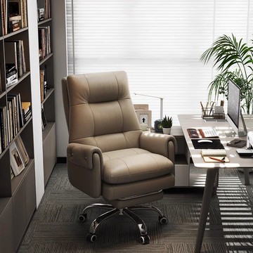 真皮輕奢老板椅舒適久坐電腦椅家用辦公椅可躺書房書桌靠背轉椅子