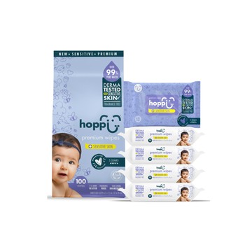[箱購]Hoppi高級敏感濕紙巾20抽X5包x 5Bag袋
