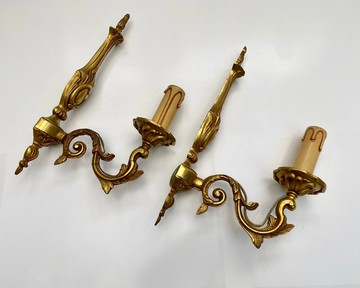 一對復古法式青銅壁燈 NF 標誌 中古燈飾