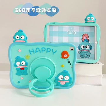 可愛立體丑魚漢頓適用ipad10保護套360度旋轉ipad5/6防彎mini6防摔air3/4女10.9蘋果2022新款平板保護殼